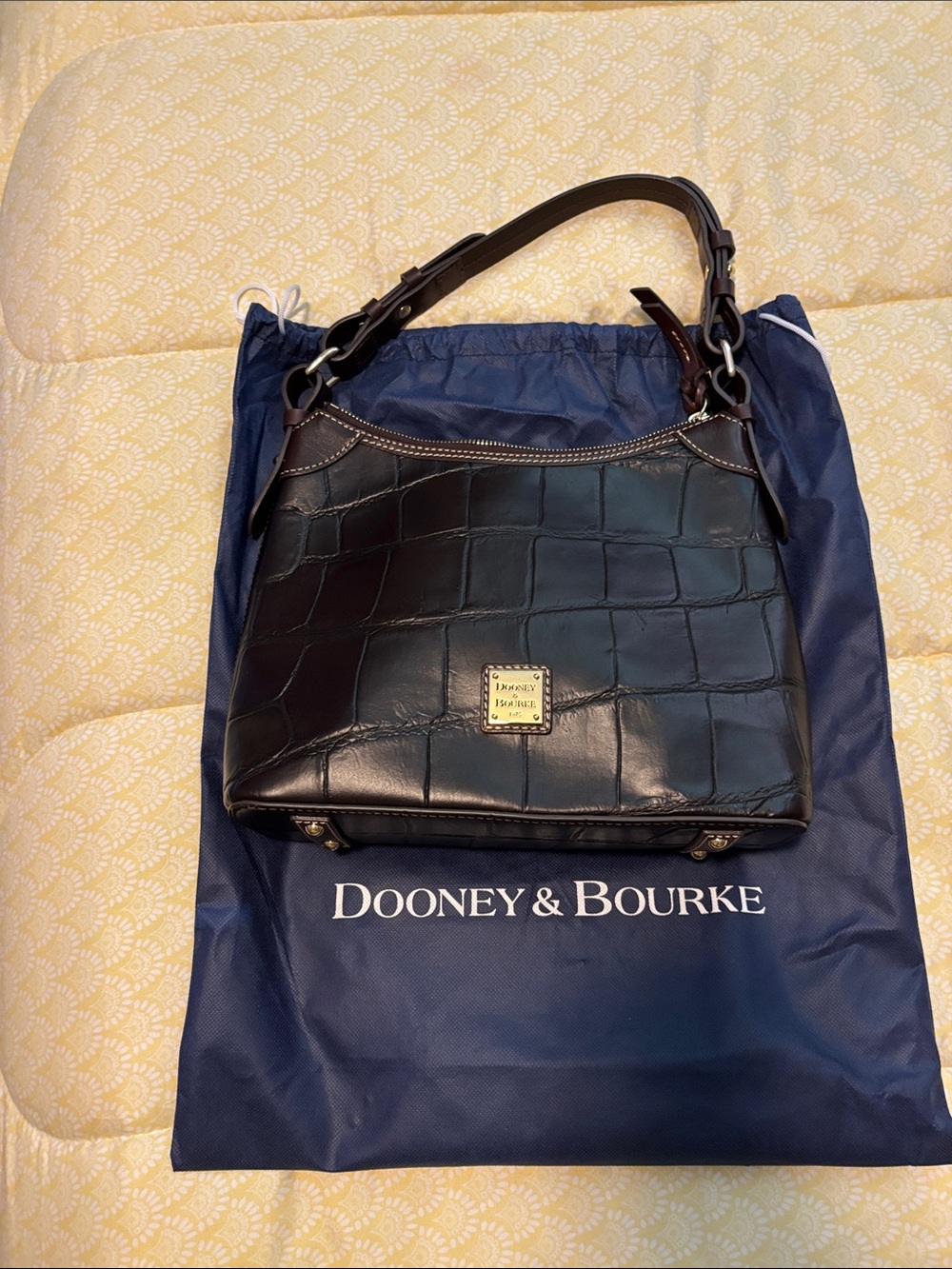 Dooney & Bourke Black Croc-Embossed Shoulder Bag